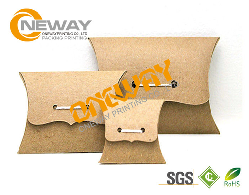 Small PMS Color Recycled Kraft Paper Pillow Boxes Wholesale , Custom Printed Boxes