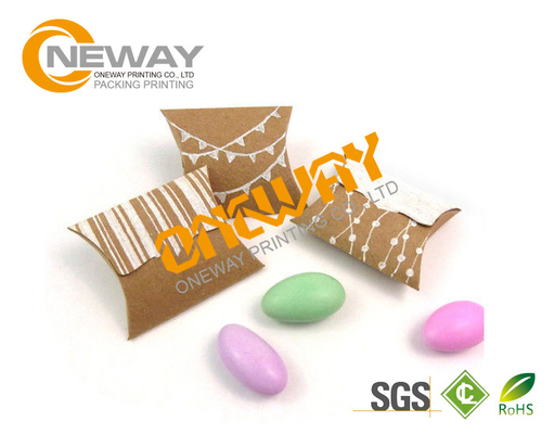 Small PMS Color Recycled Kraft Paper Pillow Boxes Wholesale , Custom Printed Boxes