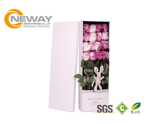 Biodegradable Custom Printed Cardboard Flower Bouquet Boxes With Hats And Handles