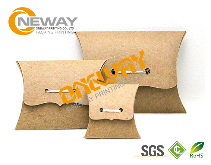 Small PMS Color Recycled Kraft Paper Pillow Boxes Wholesale , Custom Printed Boxes