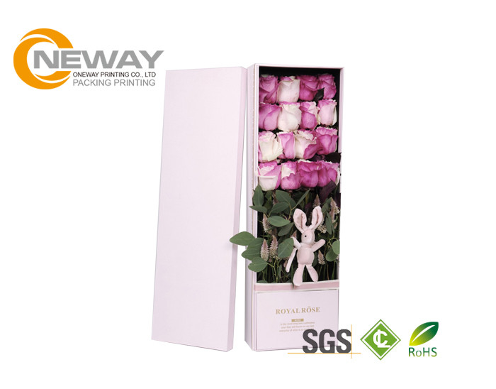 Biodegradable Custom Printed Cardboard Flower Bouquet Boxes With Hats And Handles